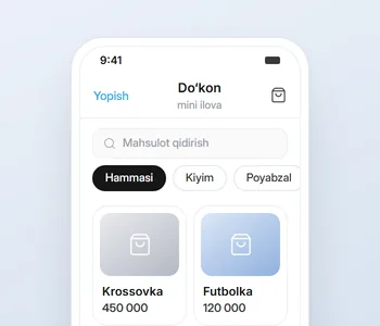 Do‘kon demo ilovasi: katalog va savat