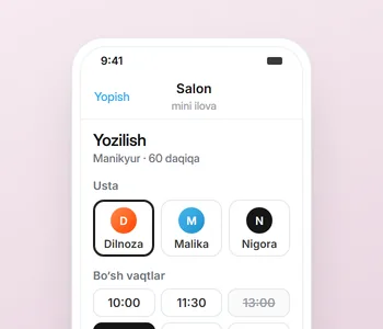 Salon demo ilovasi: onlayn yozilish